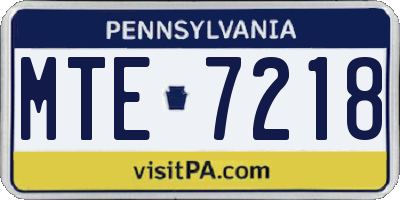 PA license plate MTE7218