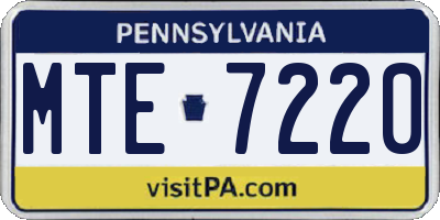 PA license plate MTE7220