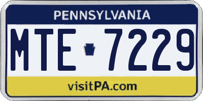PA license plate MTE7229