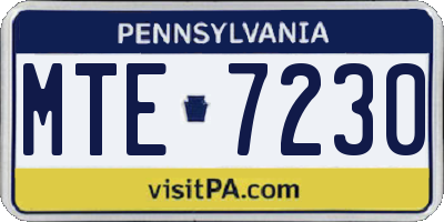 PA license plate MTE7230