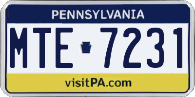 PA license plate MTE7231