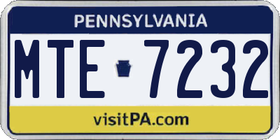 PA license plate MTE7232