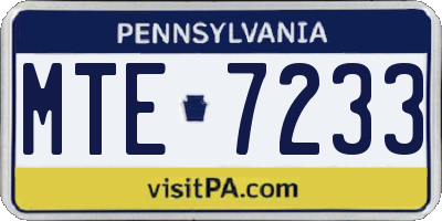 PA license plate MTE7233