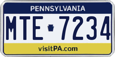 PA license plate MTE7234