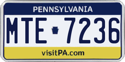 PA license plate MTE7236
