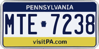 PA license plate MTE7238