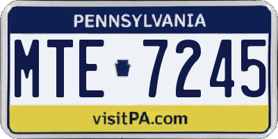PA license plate MTE7245