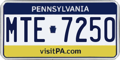 PA license plate MTE7250