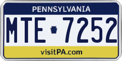 PA license plate MTE7252