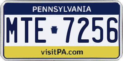 PA license plate MTE7256