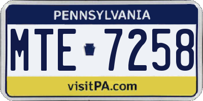 PA license plate MTE7258