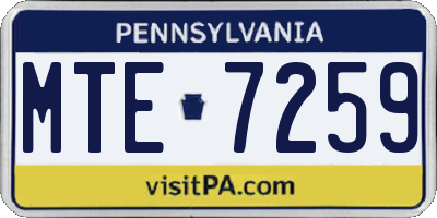 PA license plate MTE7259