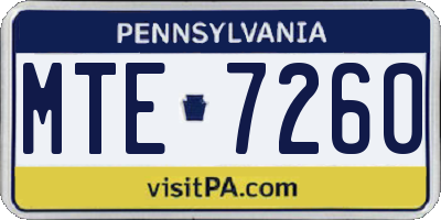 PA license plate MTE7260
