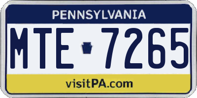 PA license plate MTE7265