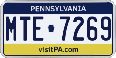 PA license plate MTE7269