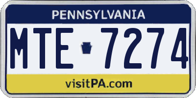 PA license plate MTE7274