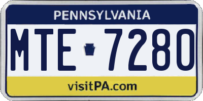 PA license plate MTE7280