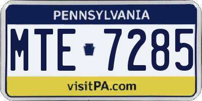 PA license plate MTE7285
