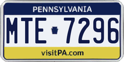 PA license plate MTE7296