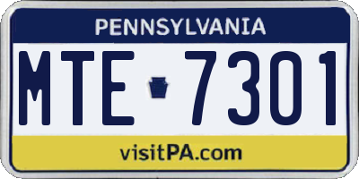 PA license plate MTE7301
