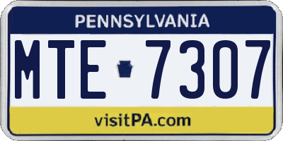 PA license plate MTE7307