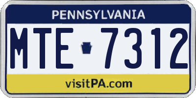 PA license plate MTE7312