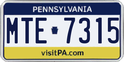 PA license plate MTE7315