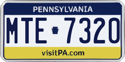 PA license plate MTE7320