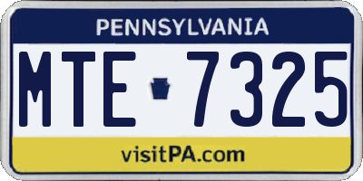 PA license plate MTE7325