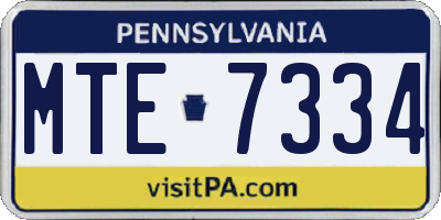 PA license plate MTE7334