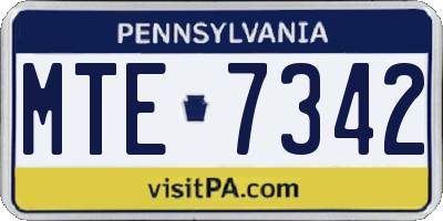 PA license plate MTE7342
