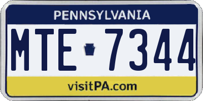 PA license plate MTE7344
