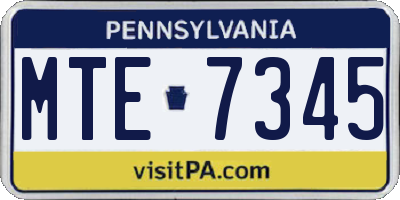 PA license plate MTE7345