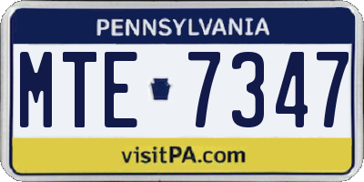 PA license plate MTE7347