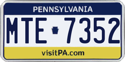 PA license plate MTE7352