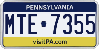 PA license plate MTE7355