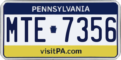 PA license plate MTE7356