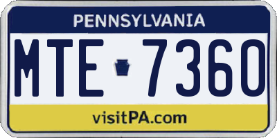 PA license plate MTE7360