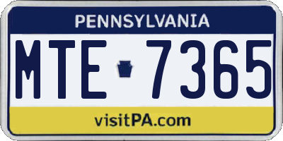 PA license plate MTE7365