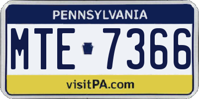 PA license plate MTE7366