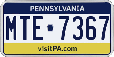 PA license plate MTE7367