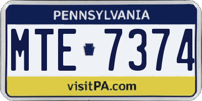 PA license plate MTE7374