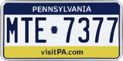 PA license plate MTE7377