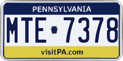 PA license plate MTE7378