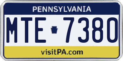 PA license plate MTE7380