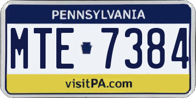 PA license plate MTE7384