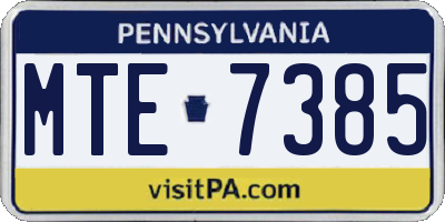 PA license plate MTE7385