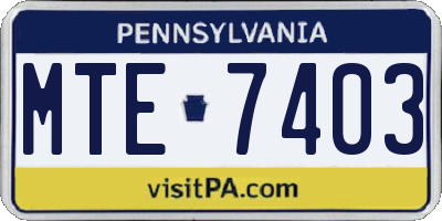 PA license plate MTE7403