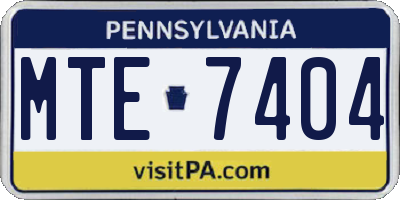 PA license plate MTE7404