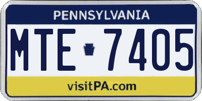 PA license plate MTE7405